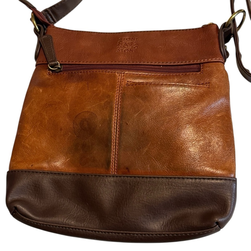 Stone & Co Retro Classic Brown Leather Purse / Crossbody Bag - Picture 4 of 13